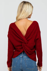 Burgundy Knot Back Sweater