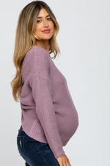 Lavender Knot Back Maternity Sweater