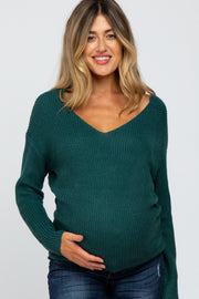 Teal Knot Back Maternity Sweater