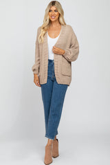 Taupe Oversized Bubble Sleeve Cardigan