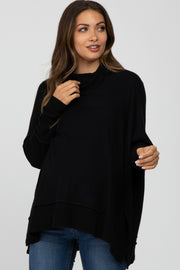 Black Soft Knit Dolman Sleeve Cowl Neck Maternity Top