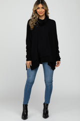 Black Soft Knit Dolman Sleeve Cowl Neck Top