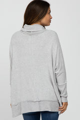 Heather Grey Soft Knit Dolman Sleeve Cowl Neck Maternity Top