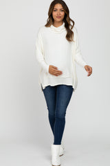 Ivory Soft Knit Dolman Sleeve Cowl Neck Maternity Top