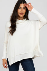 Ivory Soft Knit Dolman Sleeve Cowl Neck Maternity Top