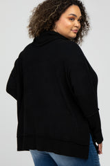 Black Soft Knit Dolman Sleeve Cowl Neck Maternity Plus Top