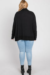 Black Soft Knit Dolman Sleeve Cowl Neck Plus Top