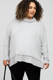 Heather Grey Soft Knit Dolman Sleeve Cowl Neck Maternity Plus Top