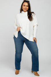 Ivory Soft Knit Dolman Sleeve Cowl Neck Plus Top