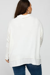 Ivory Soft Knit Dolman Sleeve Cowl Neck Plus Top