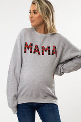 Heather Grey Checkered Mama Maternity Sweatshirt