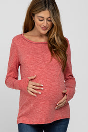 Red Heathered Maternity Long Sleeve Top