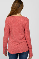 Red Heathered Maternity Long Sleeve Top