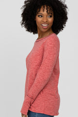 Red Heathered Long Sleeve Top