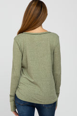 Olive Heathered Maternity Long Sleeve Top