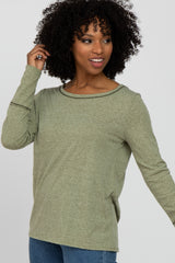 Olive Heathered Maternity Long Sleeve Top