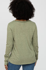 Olive Heathered Long Sleeve Top