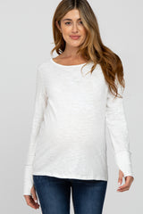 Ivory Heathered Maternity Long Sleeve Top