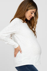 Ivory Heathered Maternity Long Sleeve Top