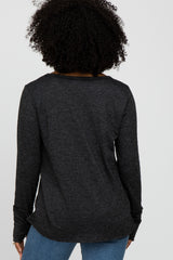 Black Heathered Long Sleeve Top