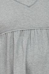 Grey Ribbed Long Sleeve Plus Maternity Babydoll Top