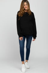 Black Soft Fuzzy Lining Maternity Sweatshirt