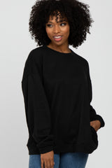 Black Soft Fuzzy Lining Maternity Sweatshirt