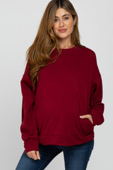 Burgundy Soft Fuzzy Lining Maternity Sweatshirt