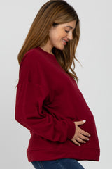 Burgundy Soft Fuzzy Lining Maternity Sweatshirt