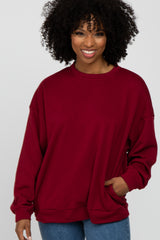 Burgundy Soft Fuzzy Lining Maternity Sweatshirt