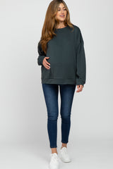 Charcoal Soft Fuzzy Lining Maternity Sweatshirt