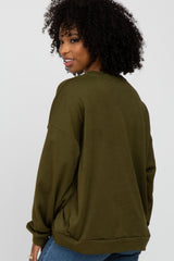 Olive Soft Fuzzy Lining Sweatshirt