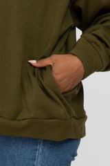 Olive Soft Fuzzy Lining Sweatshirt