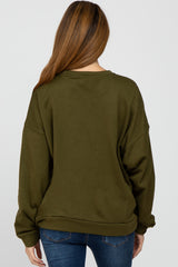 Olive Soft Fuzzy Lining Maternity Sweatshirt