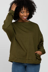 Olive Soft Fuzzy Lining Sweatshirt