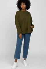 Olive Soft Fuzzy Lining Sweatshirt