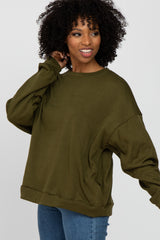 Olive Soft Fuzzy Lining Sweatshirt