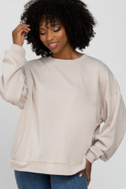 Beige Soft Fuzzy Lining Sweatshirt