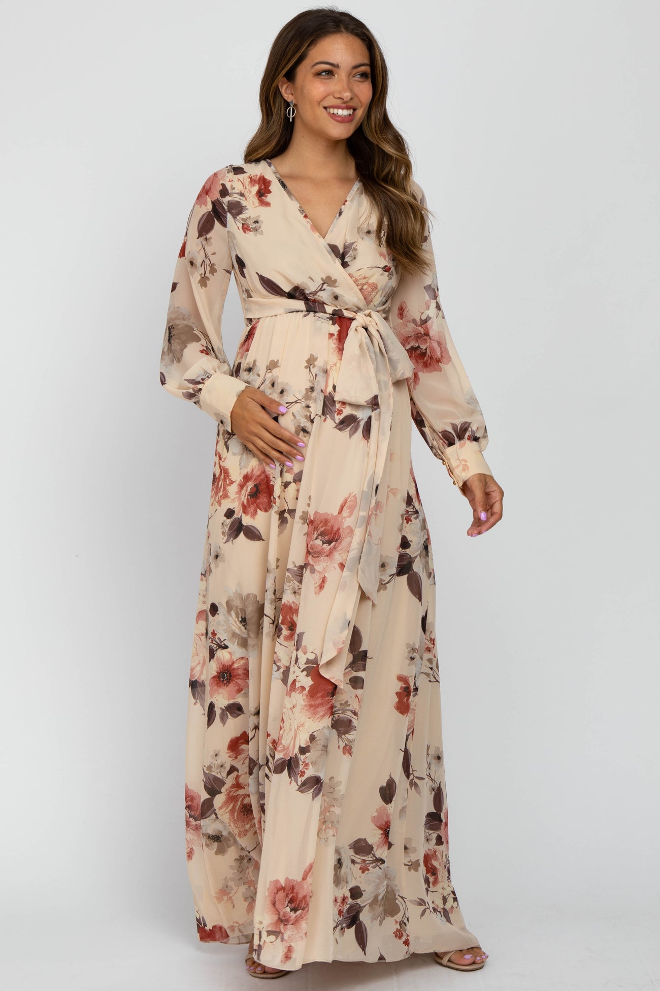 Morph Maternity Half Sleeves Floral Botanical Printed Maternity Feeding  Dress With Hidden Zip Beige Online in India, Buy at Best Price from   - 13201241