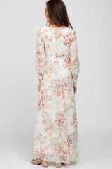 Ivory Floral Chiffon Maxi Dress