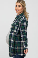 Forest Green Plaid Oversized Maternity Top