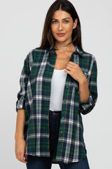 Forest Green Plaid Oversized Maternity Top