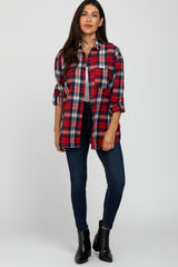 Red Plaid Oversized Top