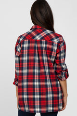 Red Plaid Oversized Top