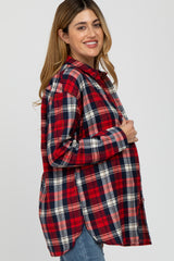 Red Plaid Oversized Maternity Top