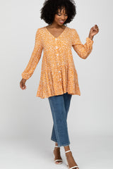 Orange Animal Print Babydoll Tunic Top