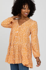 Orange Animal Print Babydoll Tunic Top