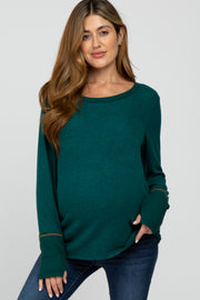 Forest Green Brushed Maternity Long Sleeve Top