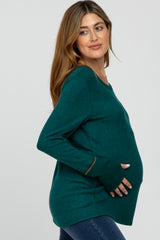 Forest Green Brushed Maternity Long Sleeve Top