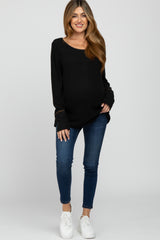 Black Brushed Maternity Long Sleeve Top